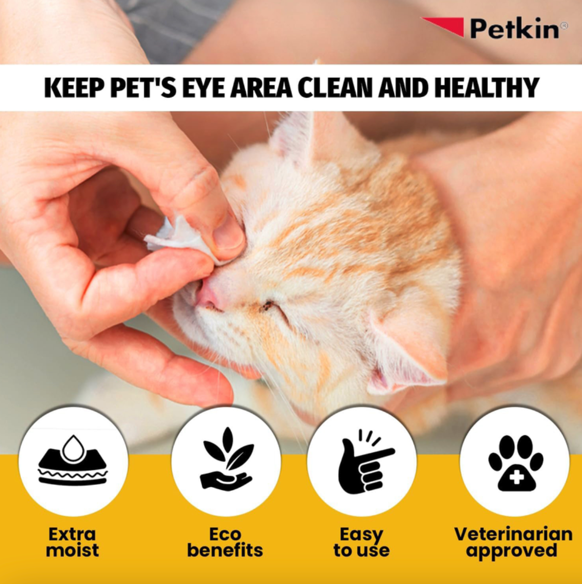 Petkin Jumbo Eye Wipes 80pk