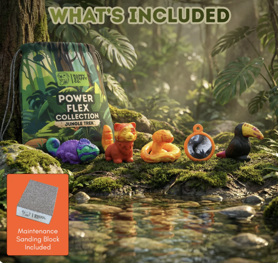 PowerFlex Jungle Trek Collection | Happy Staffy Co Power Chewers 5-Pack