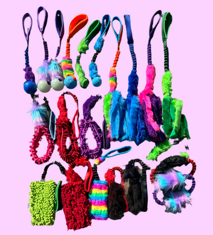 Bungee tug toy - all in one-Accessories-Tuggaliscious Tugs-Faux Fur Tug - Purple/Magenta-Shine Pets