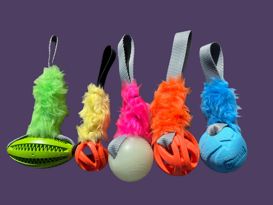 Fluffy ball tug attachments (for bungee handles)-Toy-Tuggaliscious Tugs-Small Green Dental Chew - Green Fluff-Shine Pets
