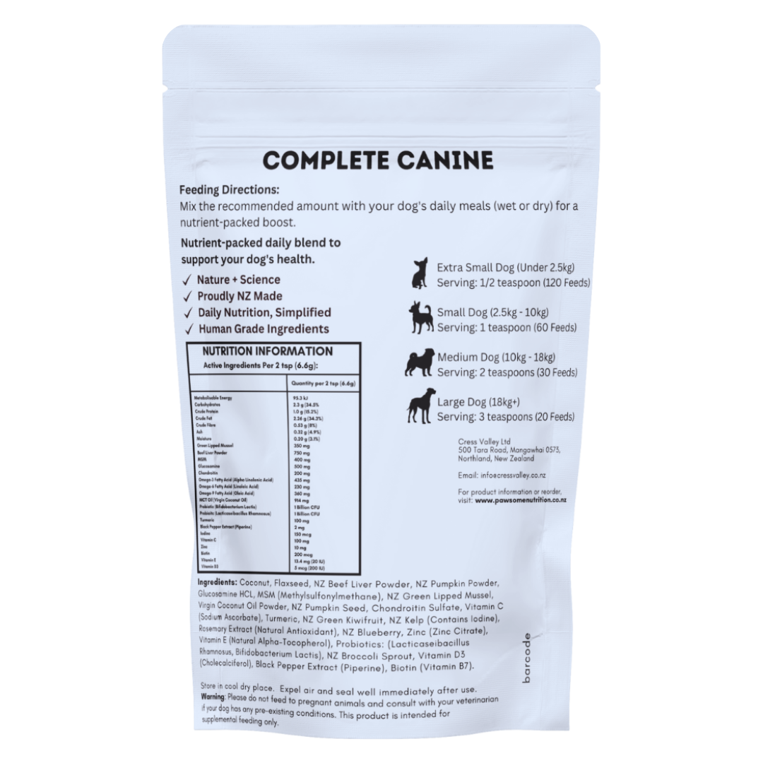 Pawsome Nutrition Complete Canine 200g **NEW FORMULA** Dog Supplement