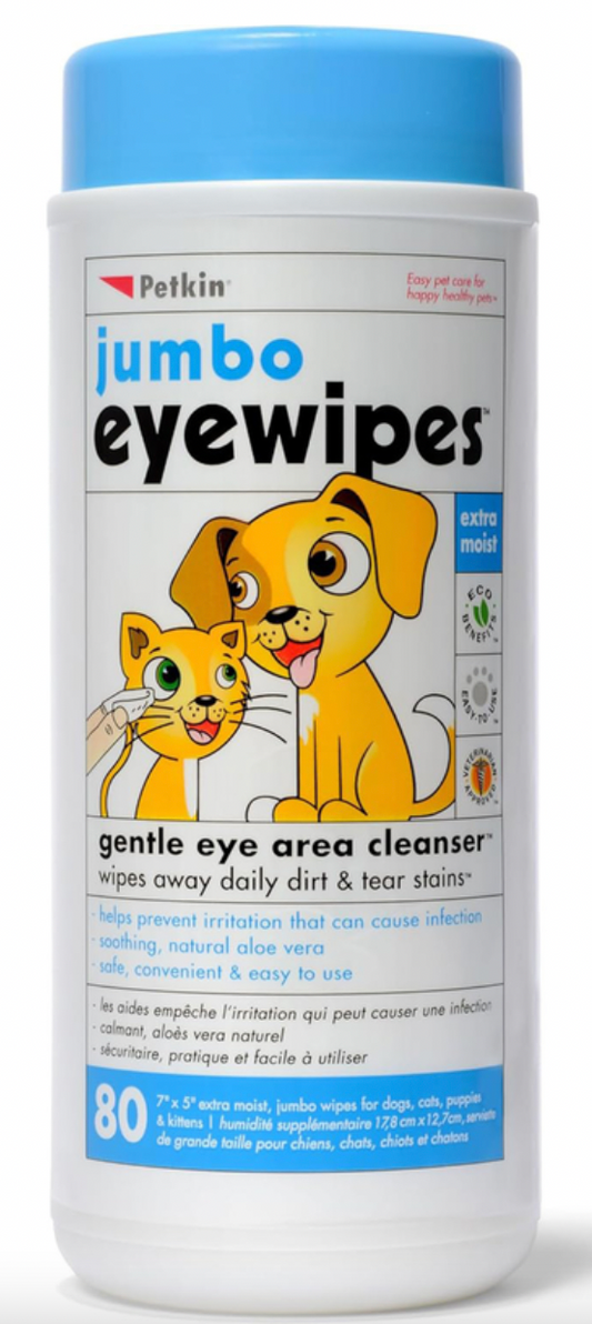 Petkin Jumbo Eye Wipes 80pk