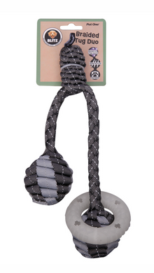 Pet One Blitz Braided Tug Duo - Glow in the dark ring