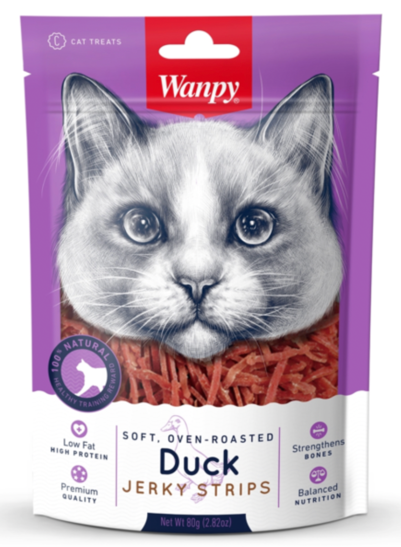 Wanpy Cat Duck Jerky Strips 80g