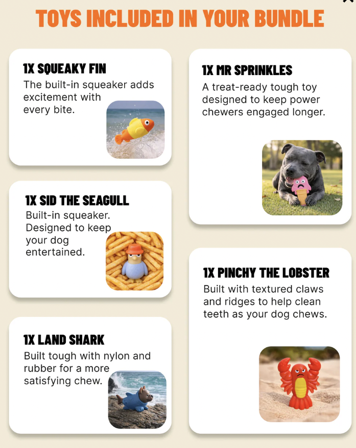 PowerFlex Beach Trip | Happy Staffy Co Power Chewers 5-Pack