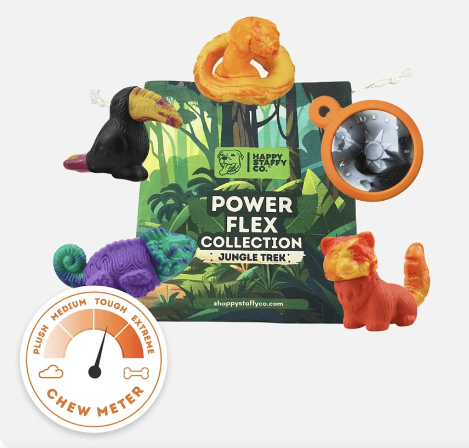 PowerFlex Jungle Trek Collection | Happy Staffy Co Power Chewers 5-Pack