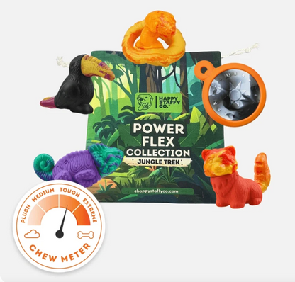 PowerFlex Jungle Trek Collection | Happy Staffy Co Power Chewers 5-Pack