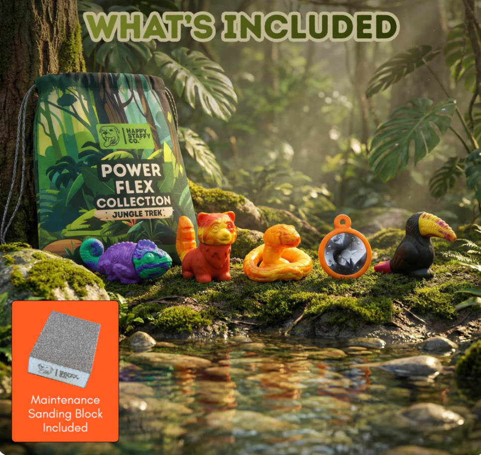 PowerFlex Jungle Trek Collection | Happy Staffy Co Power Chewers 5-Pack