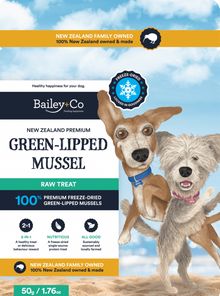 GREEN LIPPED MUSSEL Bailey+Co Freeze Dried NZ Premium Raw Treat 50g